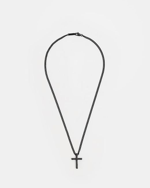 River Island Blue Black Cross Pendant Necklace for men