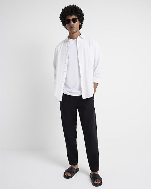 River Island White Pull On Trousers for men