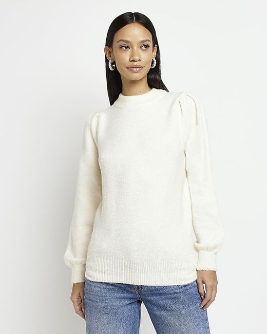 Cream Knit Roll Neck Jumper 