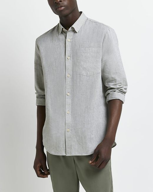 River Island Green Regular Fit Linen 