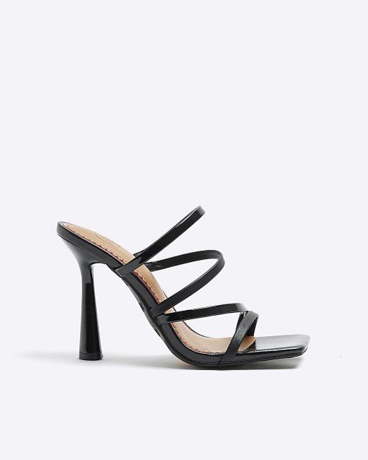 River Island White Black Strappy Heeled Sandals