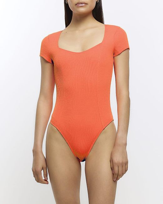 River Island Green Orange Short Sleeve Bodysuit