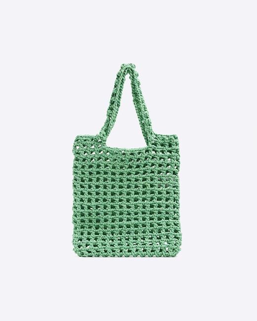 River Island Blue Green Woven Shopper Bag