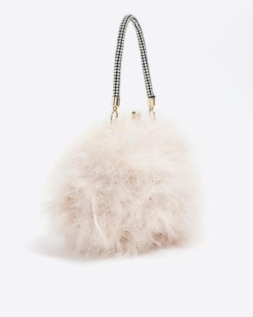 River Island Pink Feather Clip Top Cross Body Bag