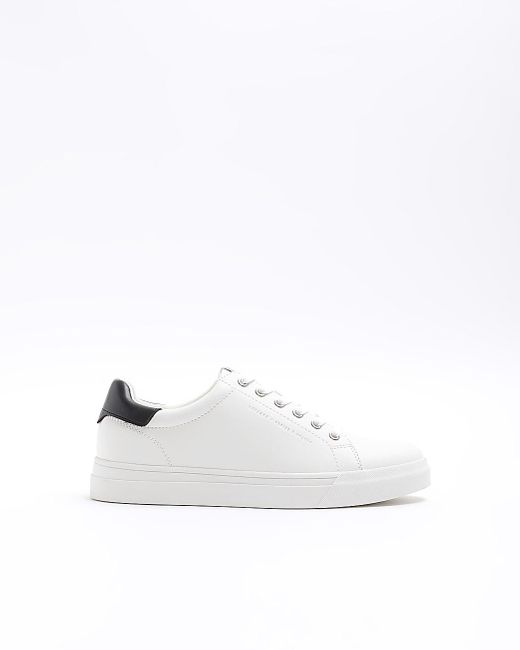 River Island Black White Lace Up Trainers for men