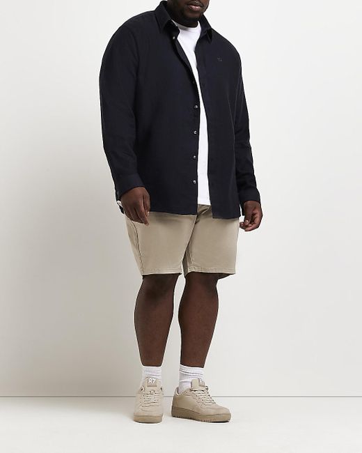 Tall Navy Slim Fit Flannel Shirt 