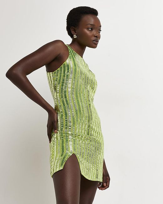 River Island Green Embellished Mini Dress Lyst Canada