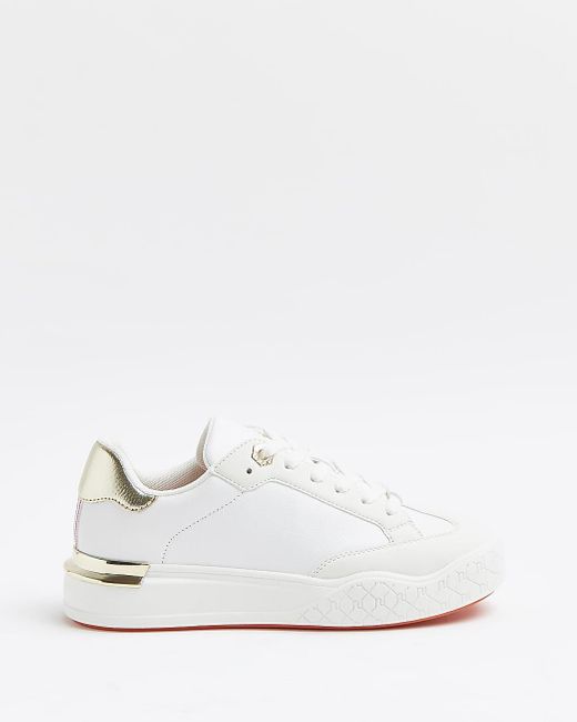 River Island White Wide Fit Flatform Trainers | Lyst UK