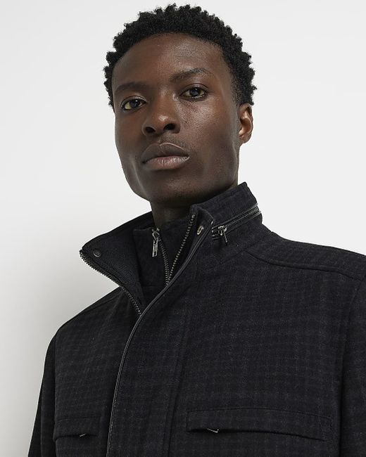 River Island Check Commuter Coat in 
