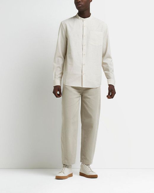 River Island Beige Regular Fit Linen 