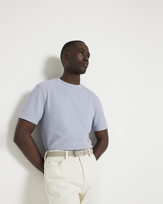 River Island White Textured Smart T-shirt for men