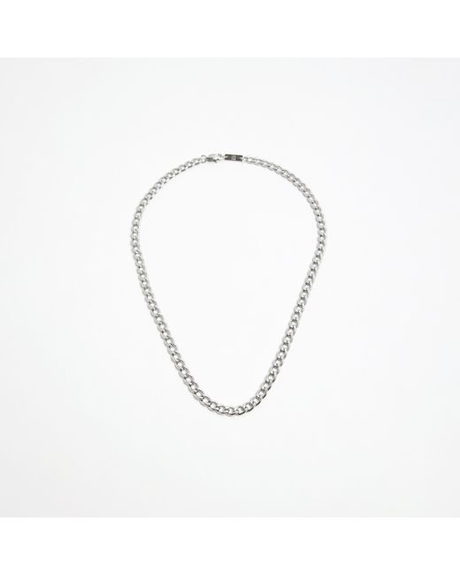 River Island Metallic Stainless Steel Chain Necklace for men