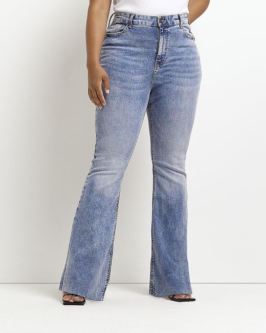 River Island Denim Plus High Waisted Flared Jeans in Blue Lyst Canada