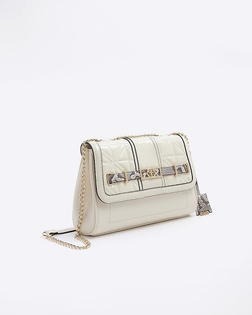 River Island Cream Quilted Chain Strap Shoulder Bag in White Lyst
