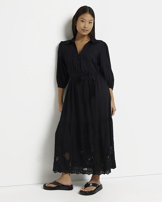 River Island Petite Black Lace Maxi 