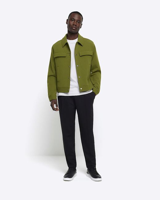 River Island Green Regular Fit Smart Western Jacket for men