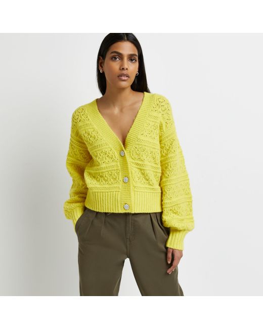 yellow pointelle cardigan
