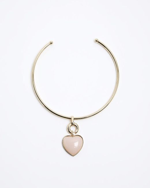 River Island White Heart Necklace