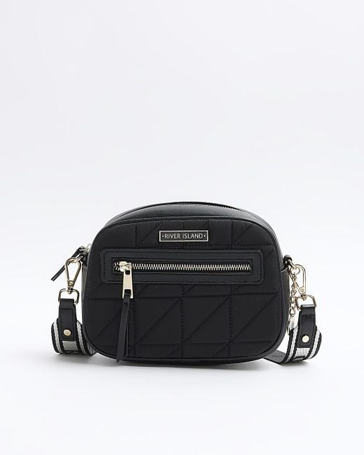 River Island Black Quilted Camera Cross Body Bag