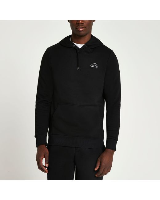 mens black muscle fit hoodie