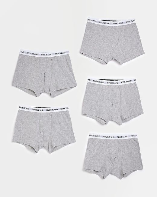 River Island Cotton Multipack Ri Branded Boxers in Grey (Gray) for Men
