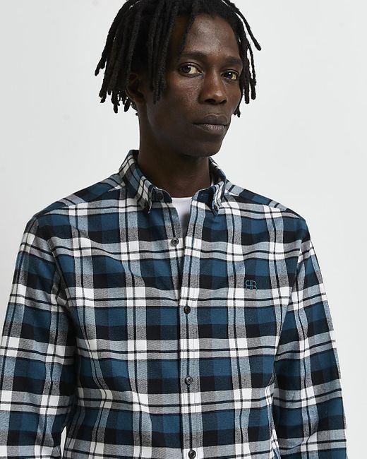 Blue Muscle Fit Check Shirt for Men | Lyst