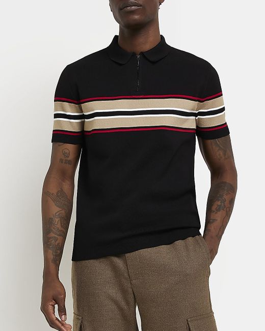 River Island Black Slim Fit Stripe 