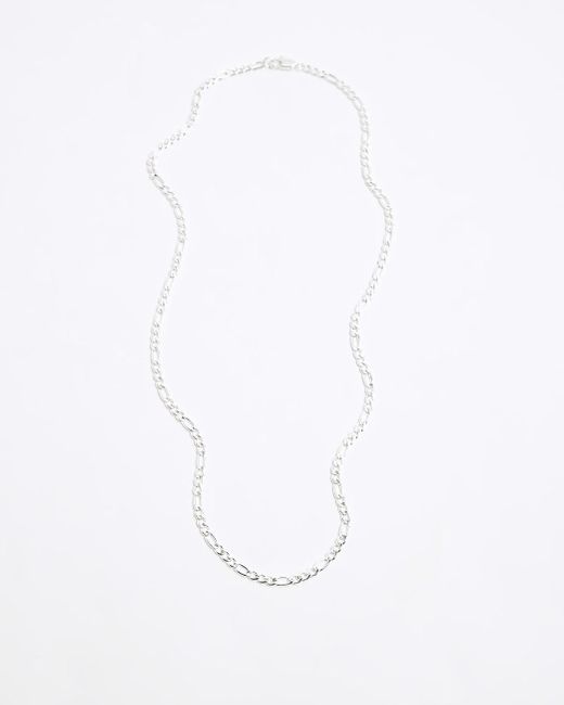 River Island White Silver Colour Chain Necklace for men