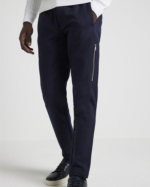River Island White Zip Cargo Trousers for men