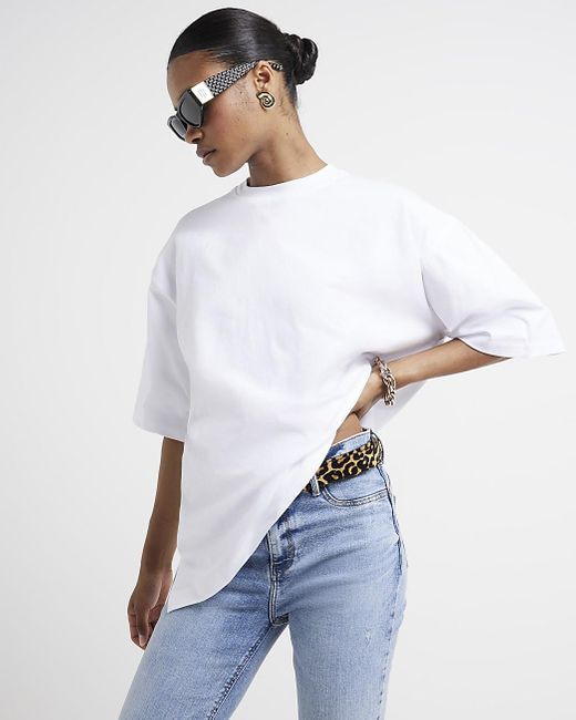 River Island Blue Oversized Fit T-shirt