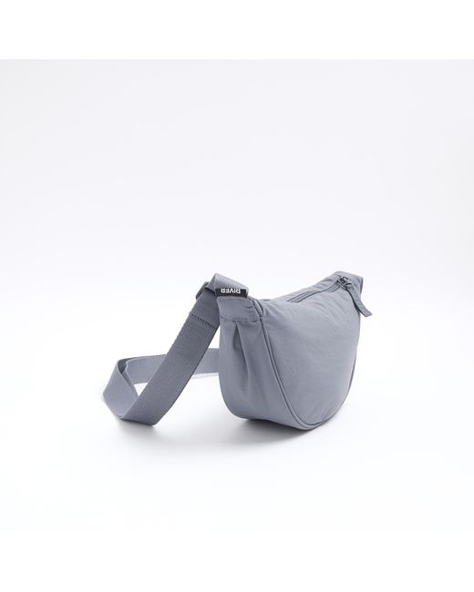 River Island Gray Grey Crinkle Bum Bag for men