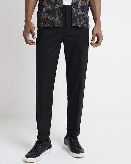 River Island Slim Fit Twill Smart Joggers in White for Men Lyst UK