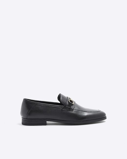 River Island White Black Leather Chain Loafers for men