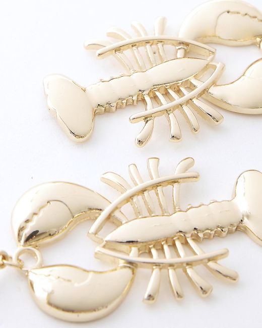 River Island White Gold Colour Lobster Earrings