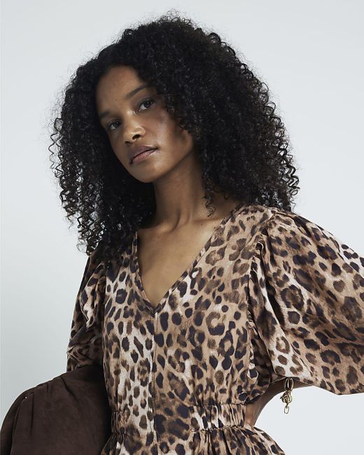 Leopard puff sleeve dress online