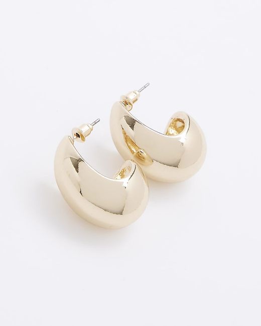 River Island White Gold Domed Hoop Earrings