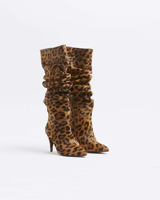 Leopard slouch boots discount