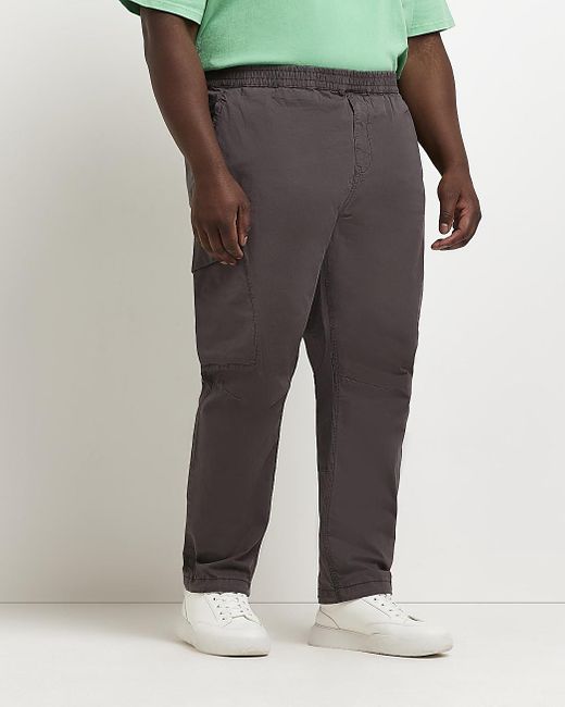 Tall Grey Washed Cargo Trousers 