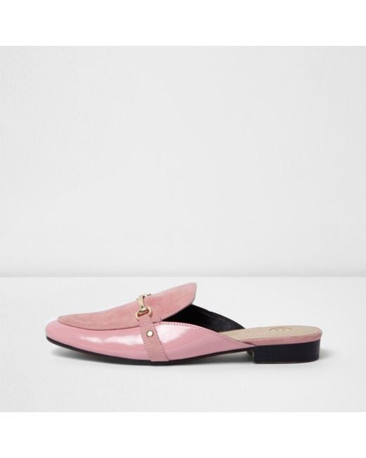 River Island Pink Chain Backless Loafers