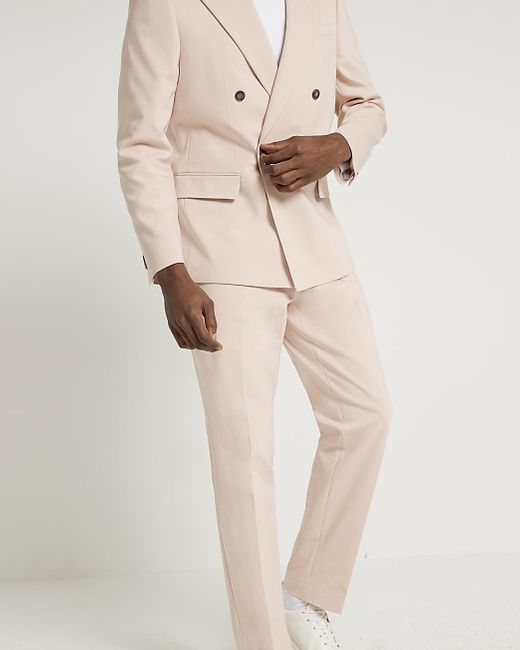 River Island Natural Suit Trousers for men