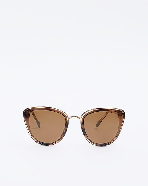 River Island Brown Metal Cat Eye Sunglasses