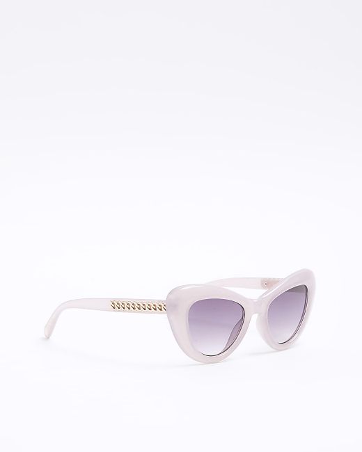 River Island Brown Pink Curved Cateye Sunglasses