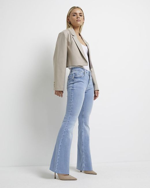 Denim Petite Mid Rise Flared Jeans 