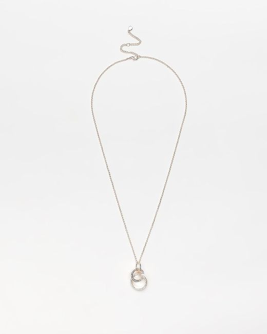 River Island White Rose Gold Hoop Necklace