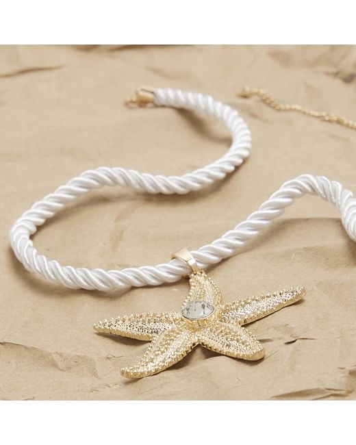 River Island White Starfish Cord Necklace