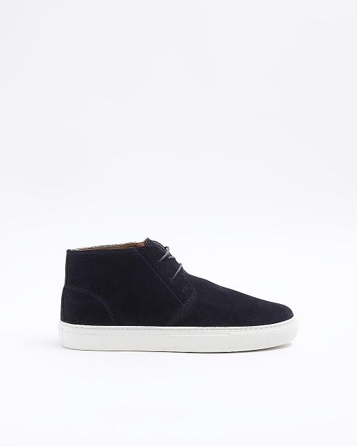 River Island Blue Suede Lace Up Chukka Boots for men