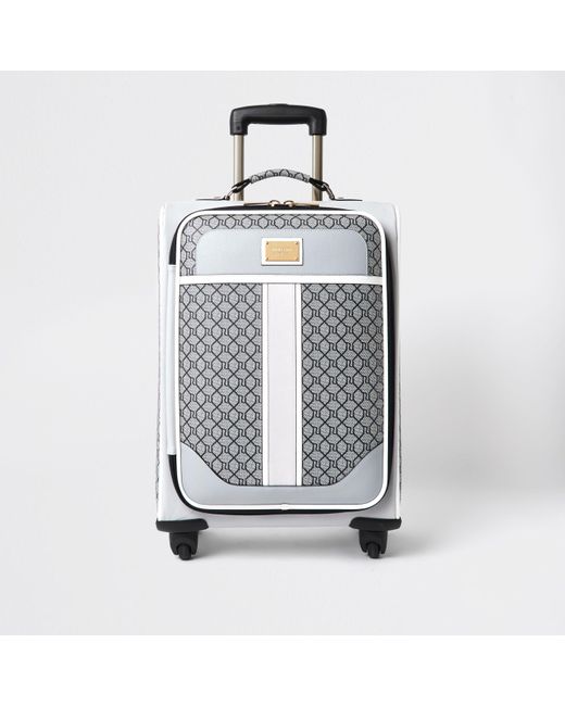 River Island Gray Grey Ri Monogram Suitcase