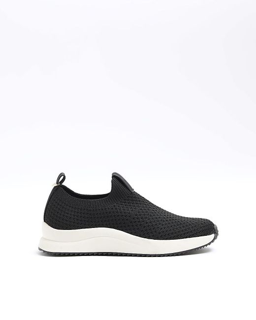 River Island Multicolor Black Knitted Slip On Sneakers