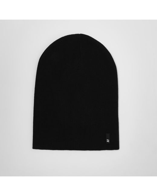 River Island Black Slouchy Beanie Hat for men