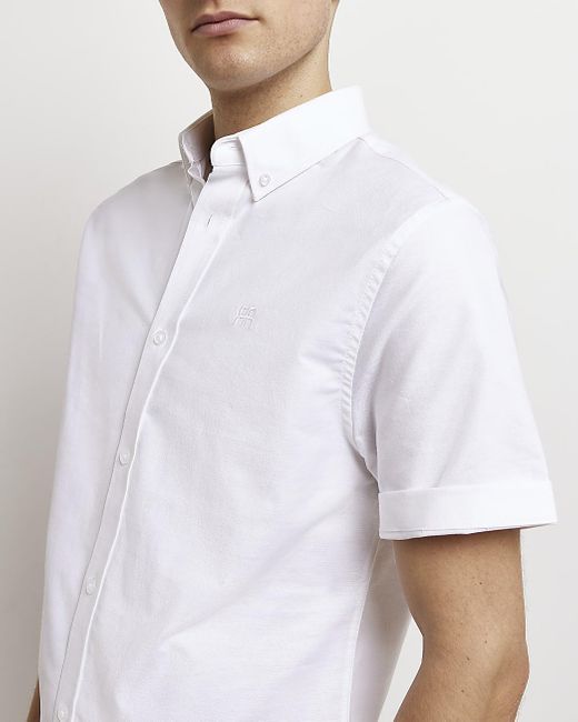 River Island White Rr Slim Fit Oxford 